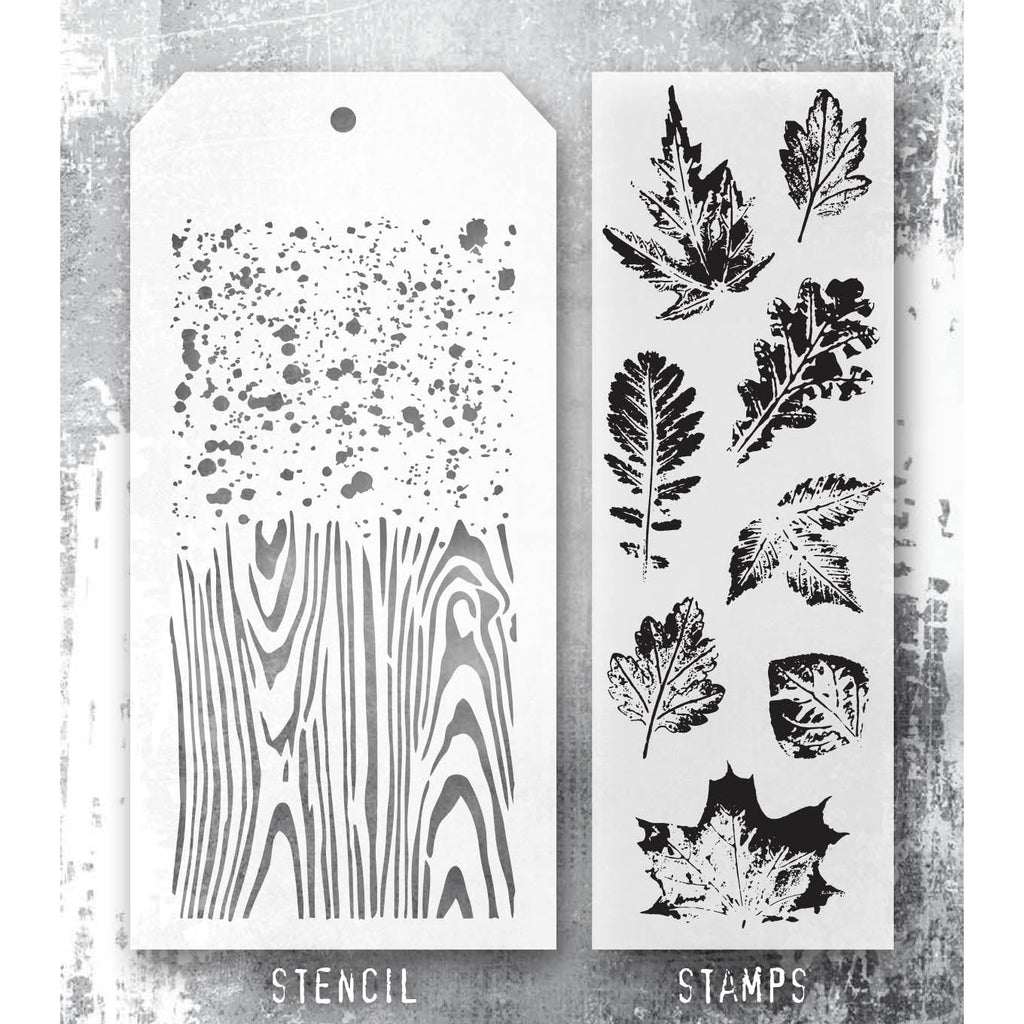 Tim Holtz Clear Stamps and Stencils Leaf Prints 2, Speckles, Woodgrain thmm167  product image