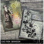 Tim Holtz Clear Stamps and Stencils Rest In Peace, Deco Arch, Script thmm172 sepia
