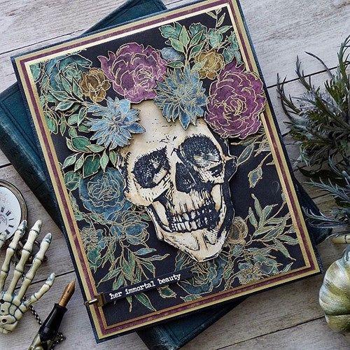 Tim Holtz Clear Stamps and Stencils Rest In Peace, Deco Arch, Script thmm172 skull