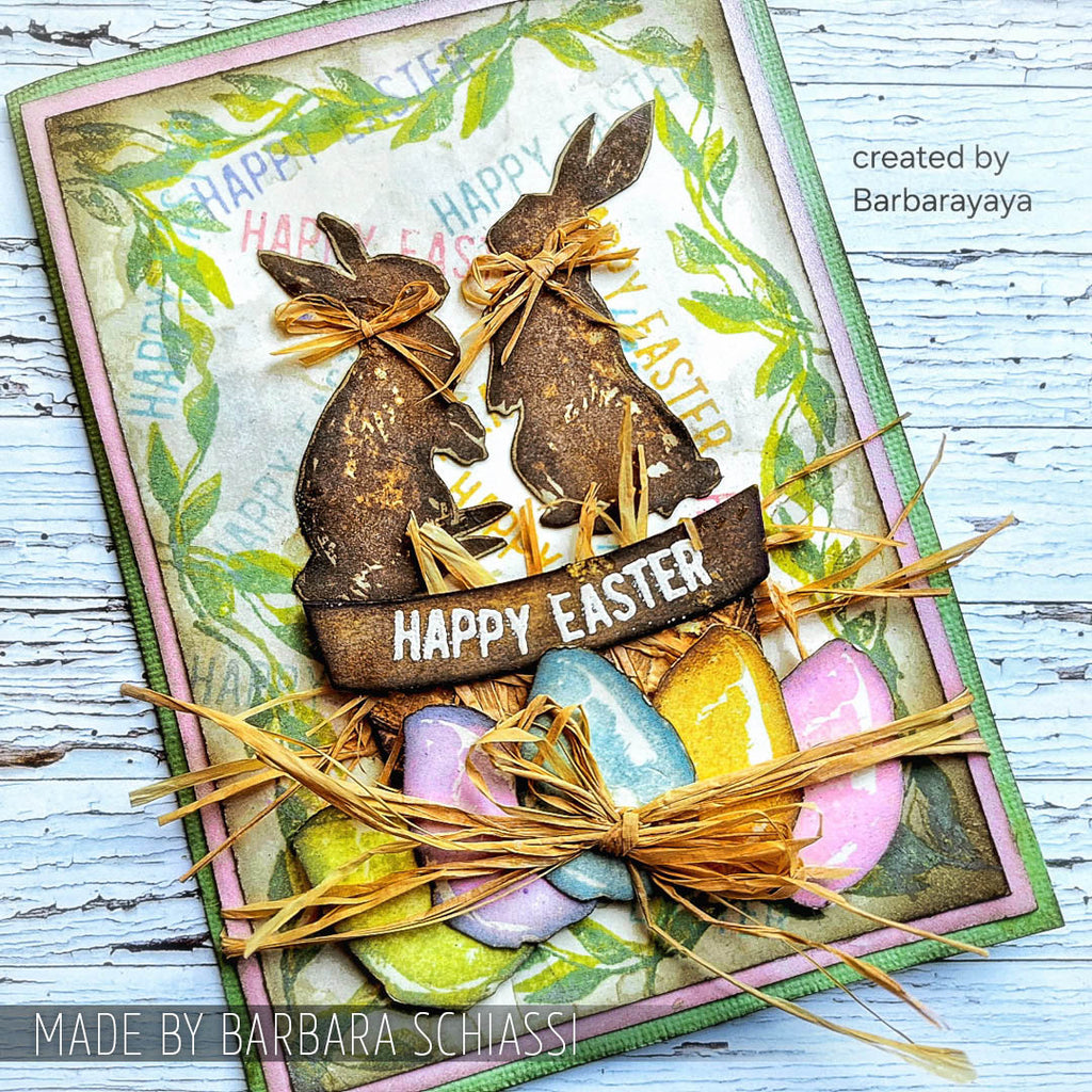 Tim Holtz Clear Stamps and Stencils Spring Shadows, Gingham, and Dotted Line thmm163 bunnies
