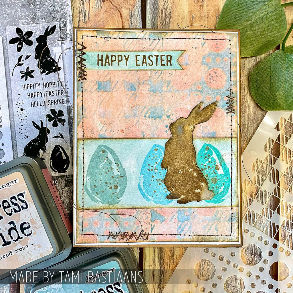 Tim Holtz Clear Stamps and Stencils Spring Shadows, Gingham, and Dotted Line thmm163 eggs