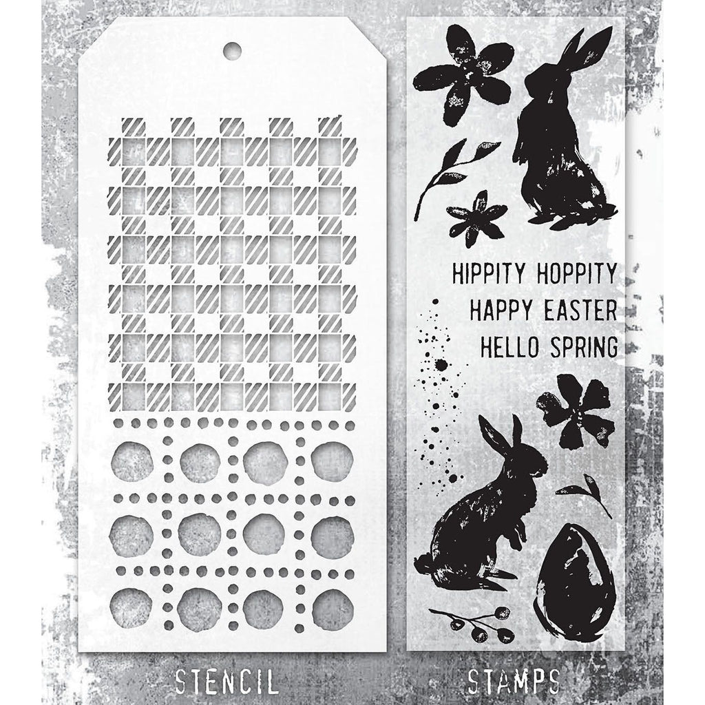 Tim Holtz Clear Stamps and Stencils Spring Shadows, Gingham, and Dotted Line thmm163 product image