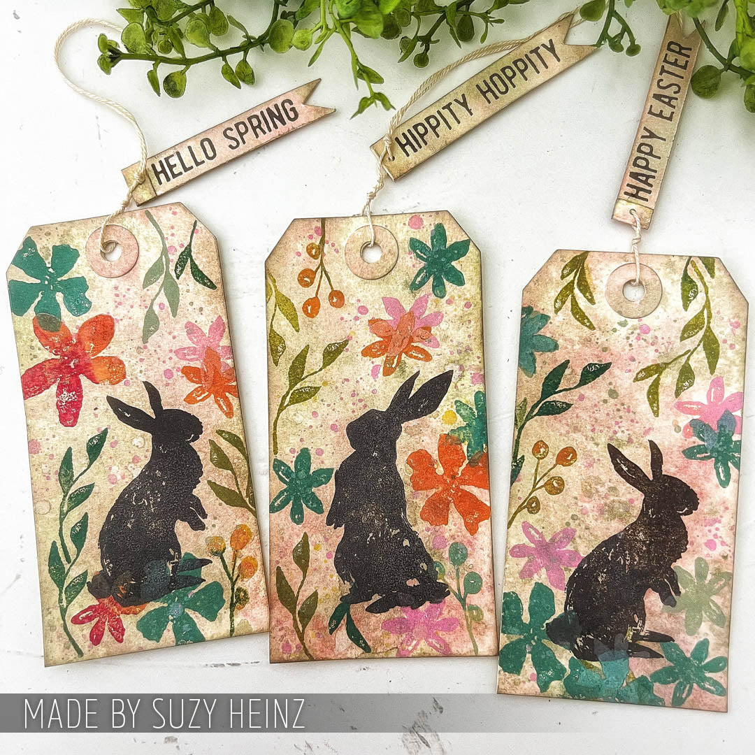 Tim Holtz Clear Stamps and Stencils Spring Shadows, Gingham, and Dotted Line thmm163 tags