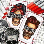 Tim Holtz Clear Stamps and Stencils Wicked Hipsters, Roses, Crossed thmm171 playing cards