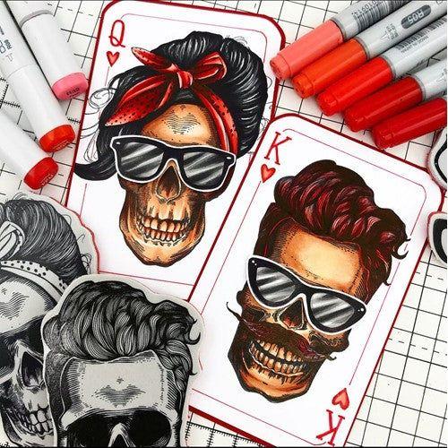 Tim Holtz Clear Stamps and Stencils Wicked Hipsters, Roses, Crossed thmm171 playing cards