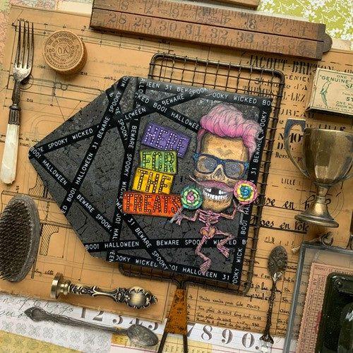 Tim Holtz Clear Stamps and Stencils Wicked Hipsters, Roses, Crossed thmm171 skeleton