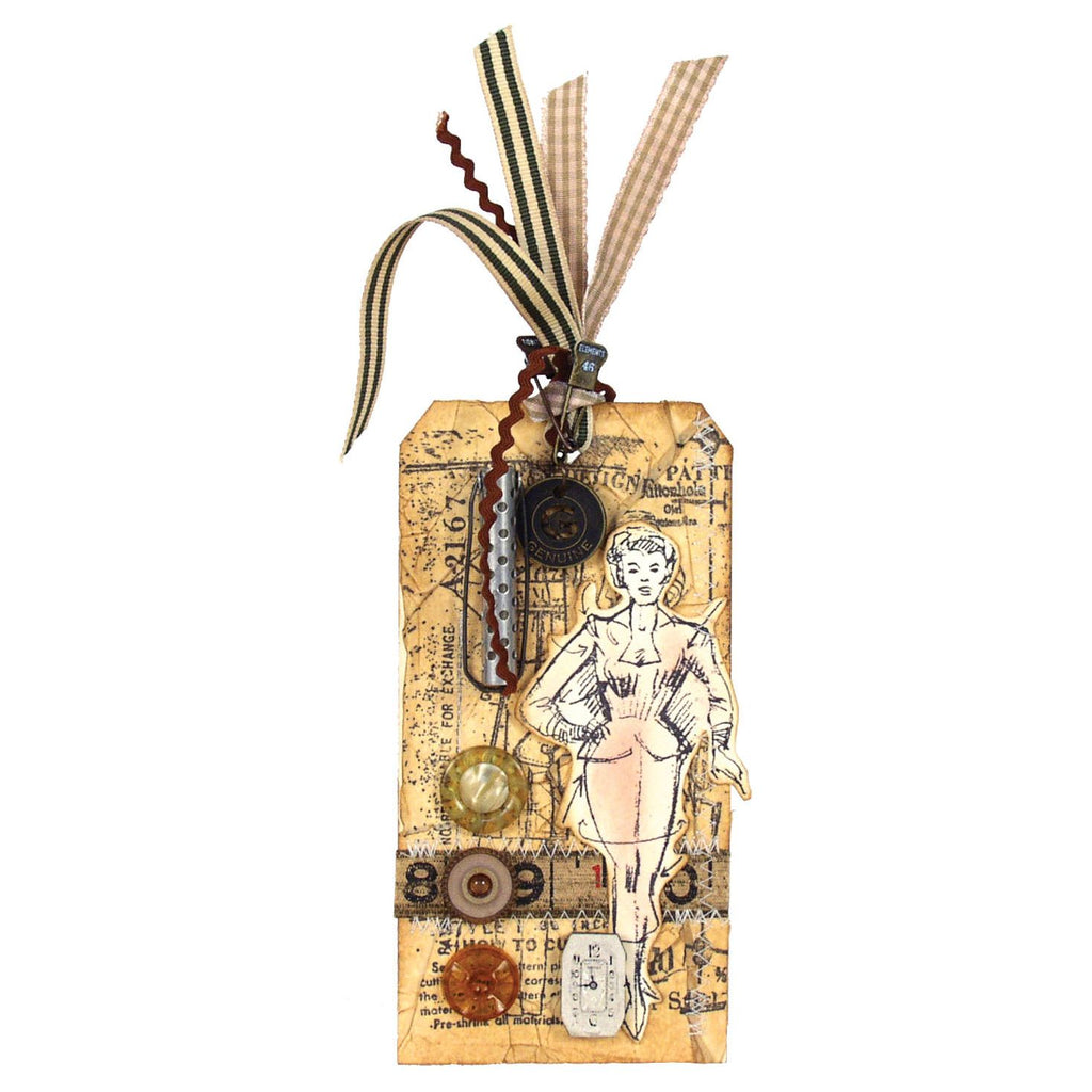 Tim Holtz Cling Rubber Components Stamp Dance com021 tag