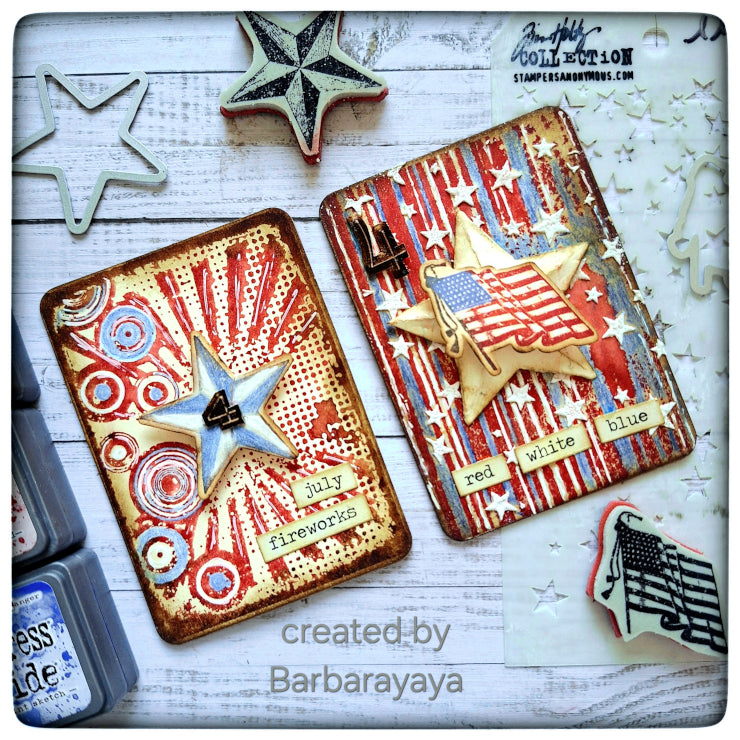 Tim Holtz Cling Rubber Components Stamp Stripes com011 stars stripes card | color-code:ALT01