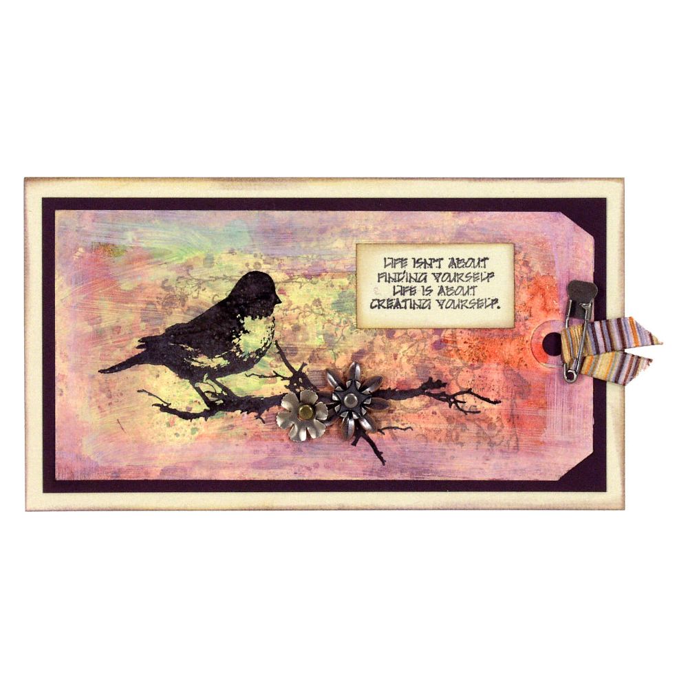 Tim Holtz Cling Rubber Components Stamp TATTERED SPARROW Bird COM031 colorful
