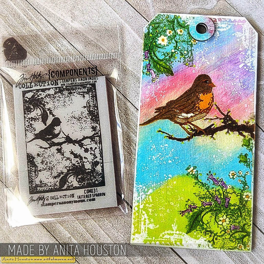 Tim Holtz Cling Rubber Components Stamp Tattered Sparrow com031 sparrow