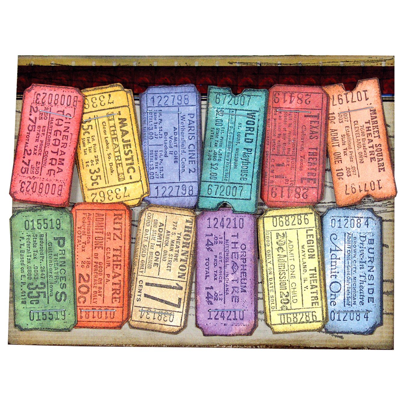 Tim Holtz Cling Rubber Components Stamp Ticket com007 rainbow