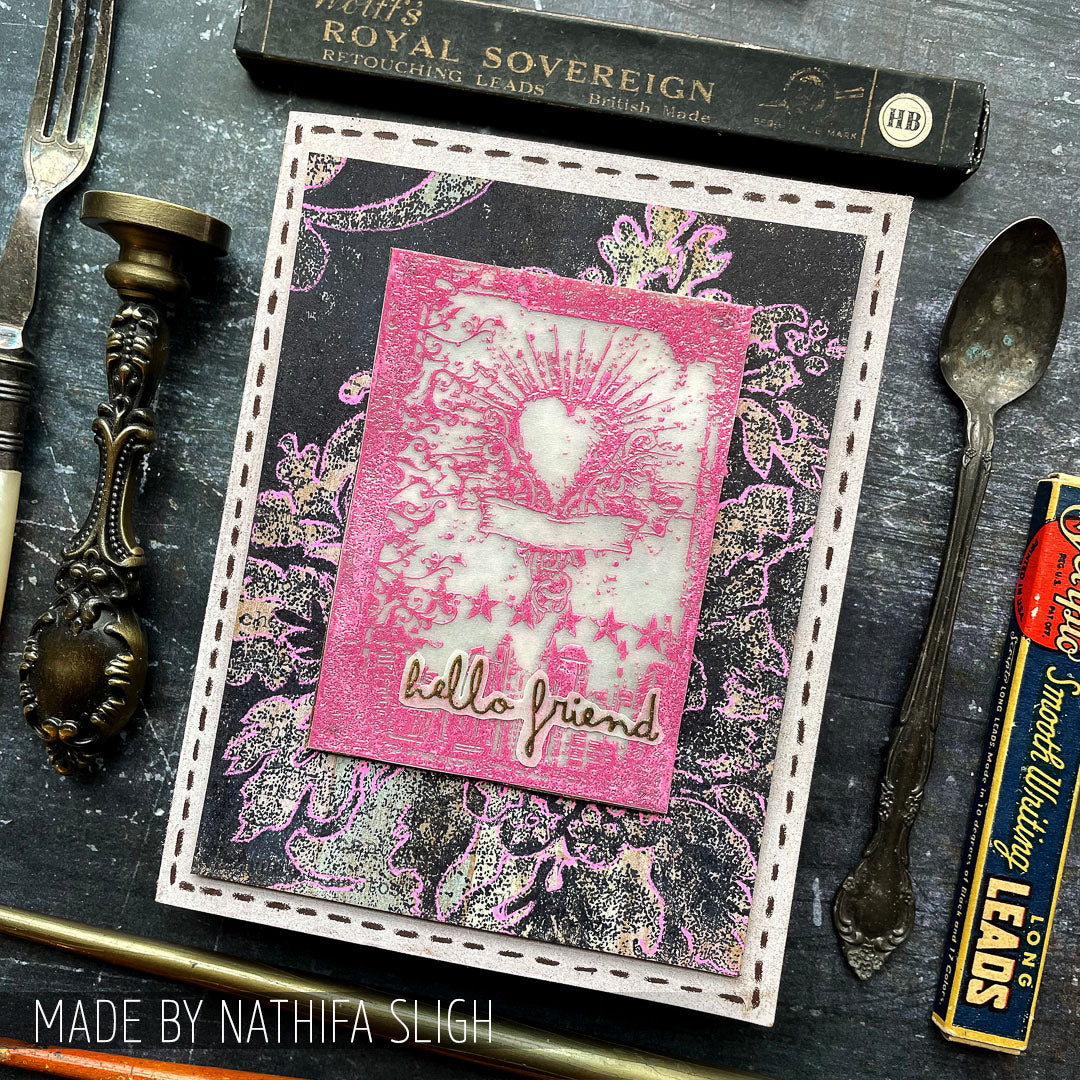 Tim Holtz Cling Rubber Components Stamp Urban Tattoo com036 hello friend