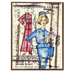 Tim Holtz Cling Rubber Components Stamp Vogue com008 blue dress