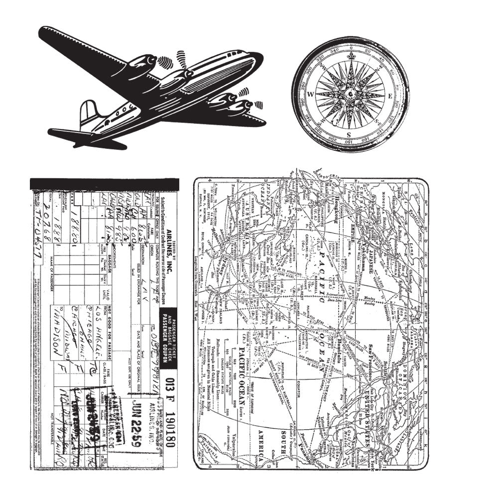 Tim Holtz Cling Rubber Stamps AIR TRAVEL CMS102