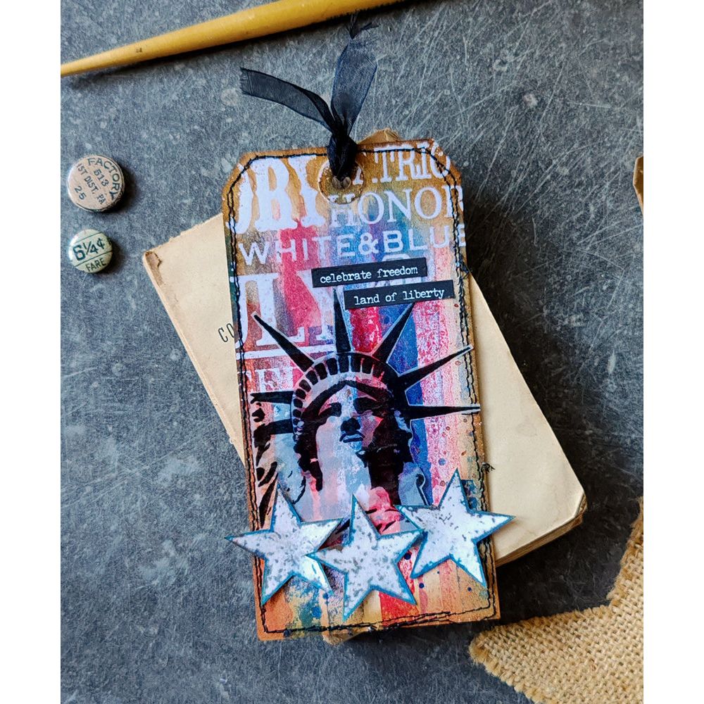 Tim Holtz Cling Rubber Stamps AMERICANA SILHOUETTES cms122 stars