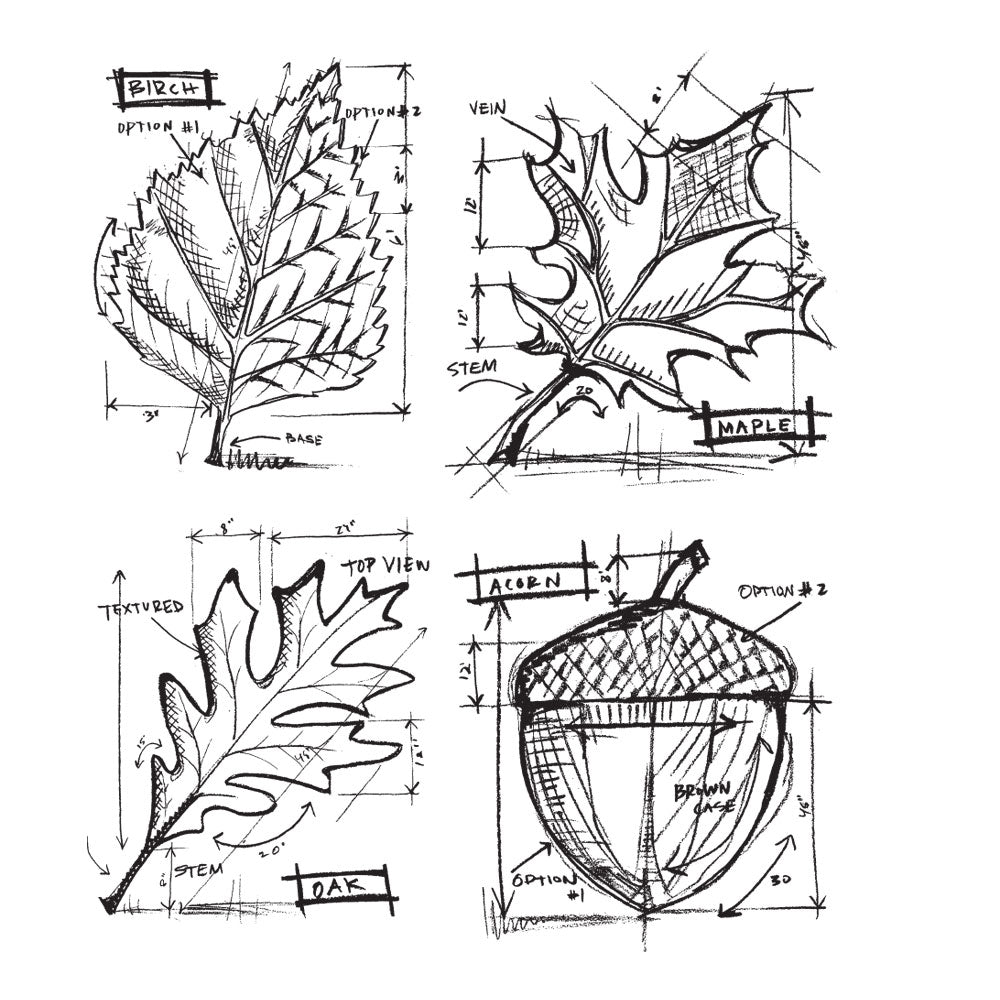 Tim Holtz Cling Rubber Stamps AUTUMN BLUEPRINT CMS133