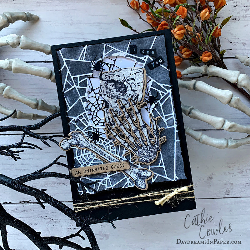 Tim Holtz Cling Rubber Stamps Anatomy Chart cms411 bones and spiders card cathie cowles