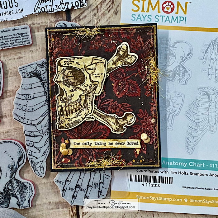 Tim Holtz Cling Rubber Stamps Anatomy Chart cms411 skeleton head side view tami bastians