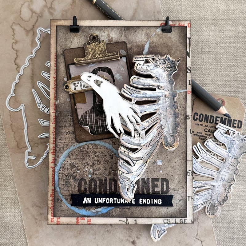 Tim Holtz Cling Rubber Stamps Anatomy Chart cms411  spooky ghost card