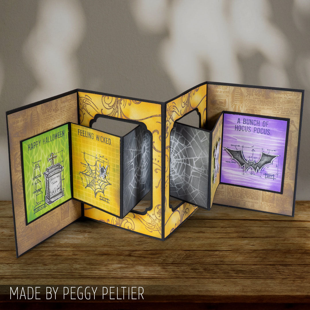 Tim Holtz Cling Rubber Stamps Anthology cms026 bat cobweb fold out card peggy peltier