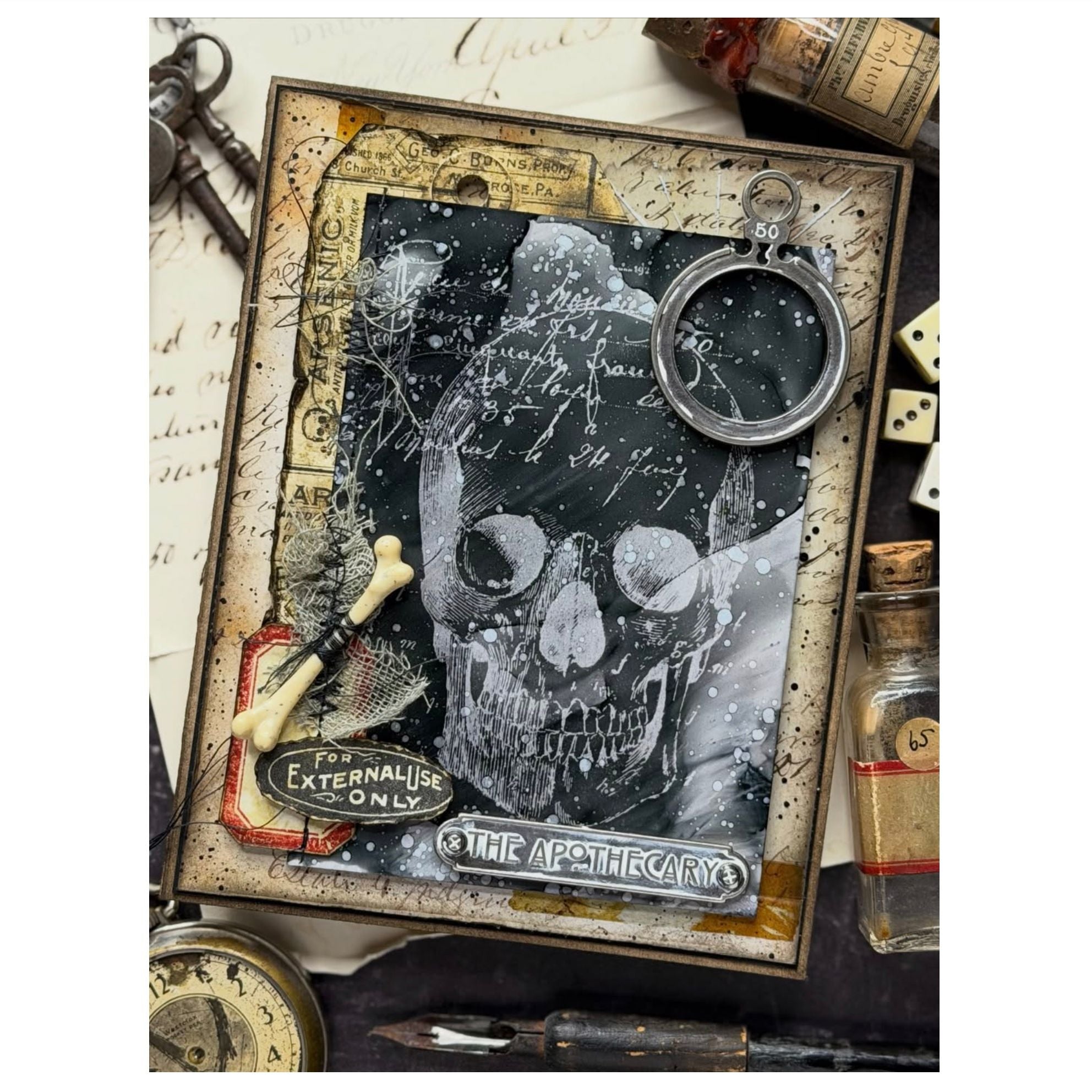 Tim Holtz Cling Rubber Stamps Apothecary cms138 layered picture frame tim holtz