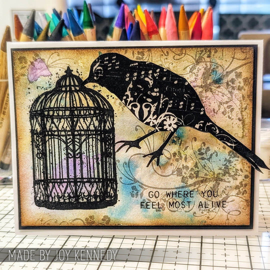 Tim Holtz Cling Rubber Stamps Artful Flight cms069 cage