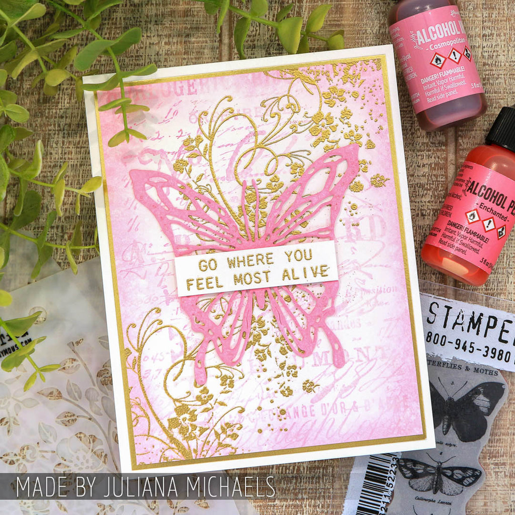 Tim Holtz Cling Rubber Stamps Artful Flight cms069 pink
