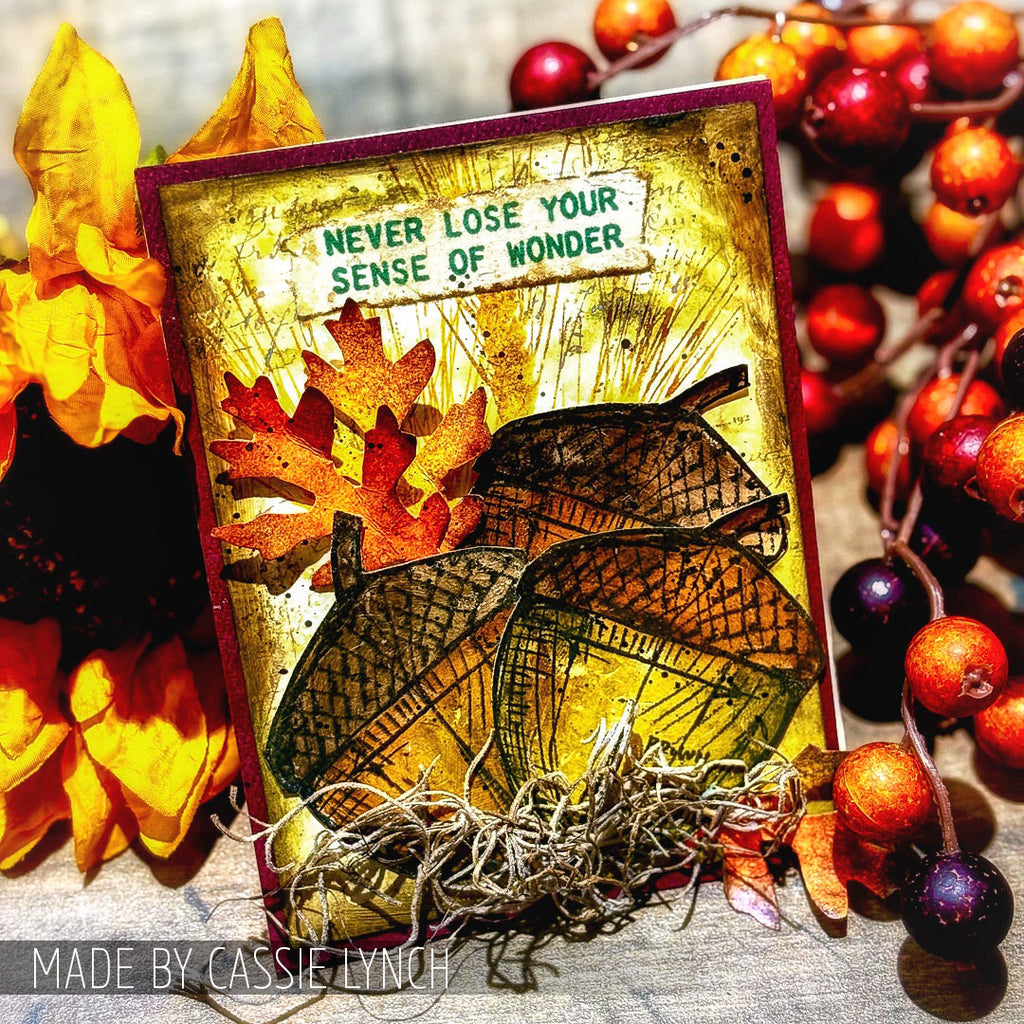 Tim Holtz Cling Rubber Stamps Autumn Blueprint cms133 acorns