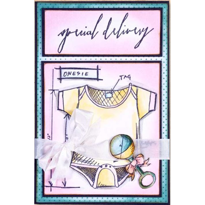 Tim Holtz Cling Rubber Stamps BABY BLUEPRINT CMS228 special delivery
