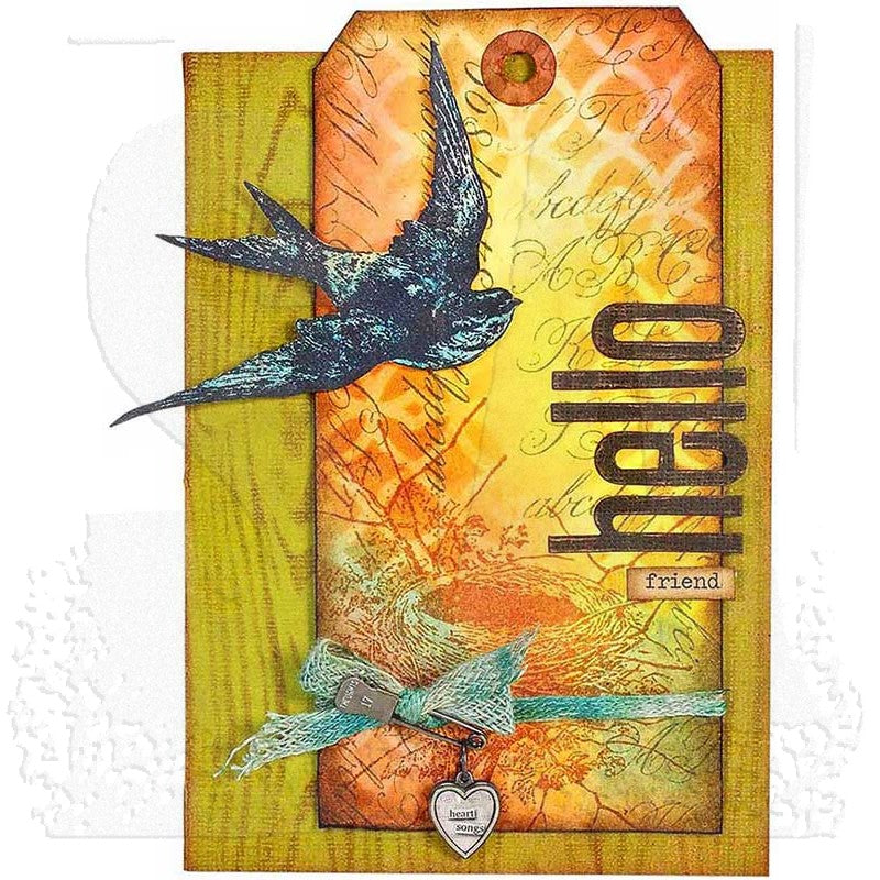 Tim Holtz Cling Rubber Stamps BIRD FEATHER cms180 tag