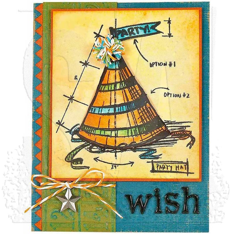 Tim Holtz Cling Rubber Stamps BIRTHDAY BLUEPRINT CMS153 hat