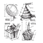 Tim Holtz Cling Rubber Stamps BIRTHDAY BLUEPRINT CMS153