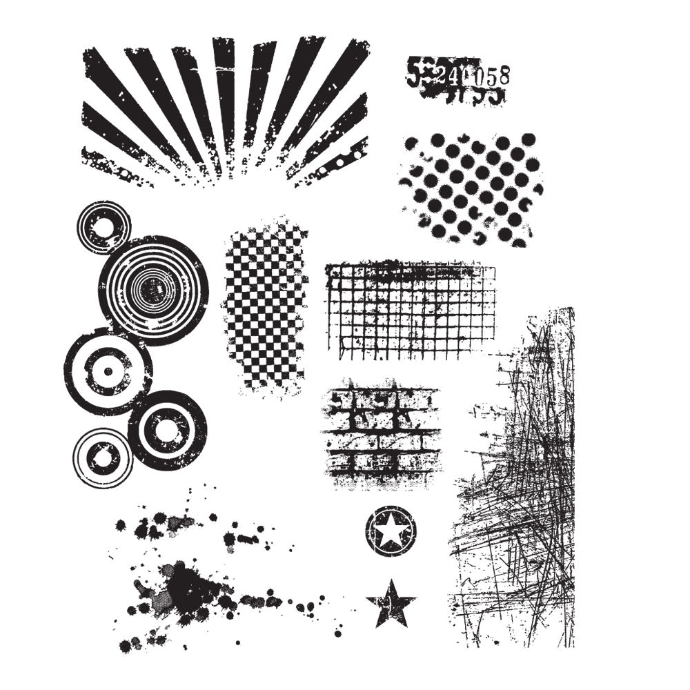 Tim Holtz Cling Rubber Stamps BITTY GRUNGE CMS089