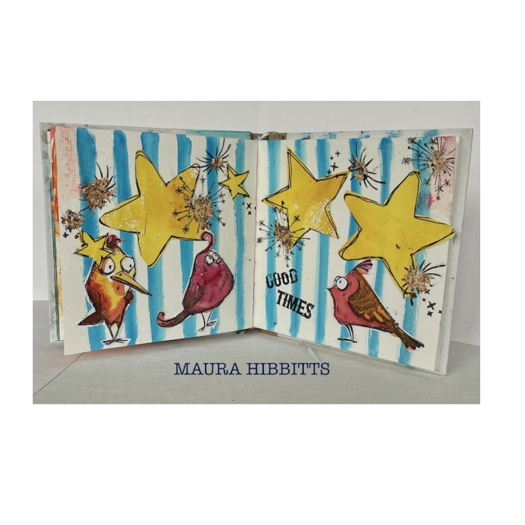Tim Holtz Cling Rubber Stamps Bird Crazy CMS212 good times stars card maura hibbitts | color-code:ALT01