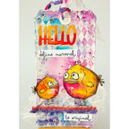 Tim Holtz Cling Rubber Stamps Bird Crazy CMS212 orange birds diamonds background hello tag card | color-code:ALT03