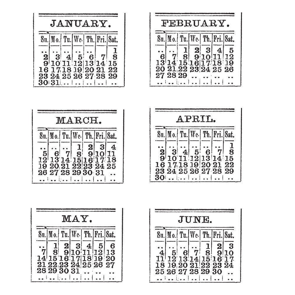 Tim Holtz Cling Rubber Stamps CALENDAR 1 One CMS034