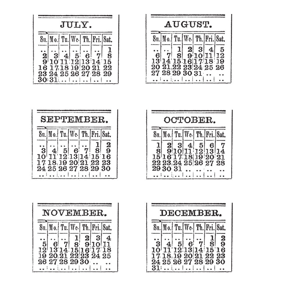 Tim Holtz Cling Rubber Stamps CALENDAR 2 Two CMS035