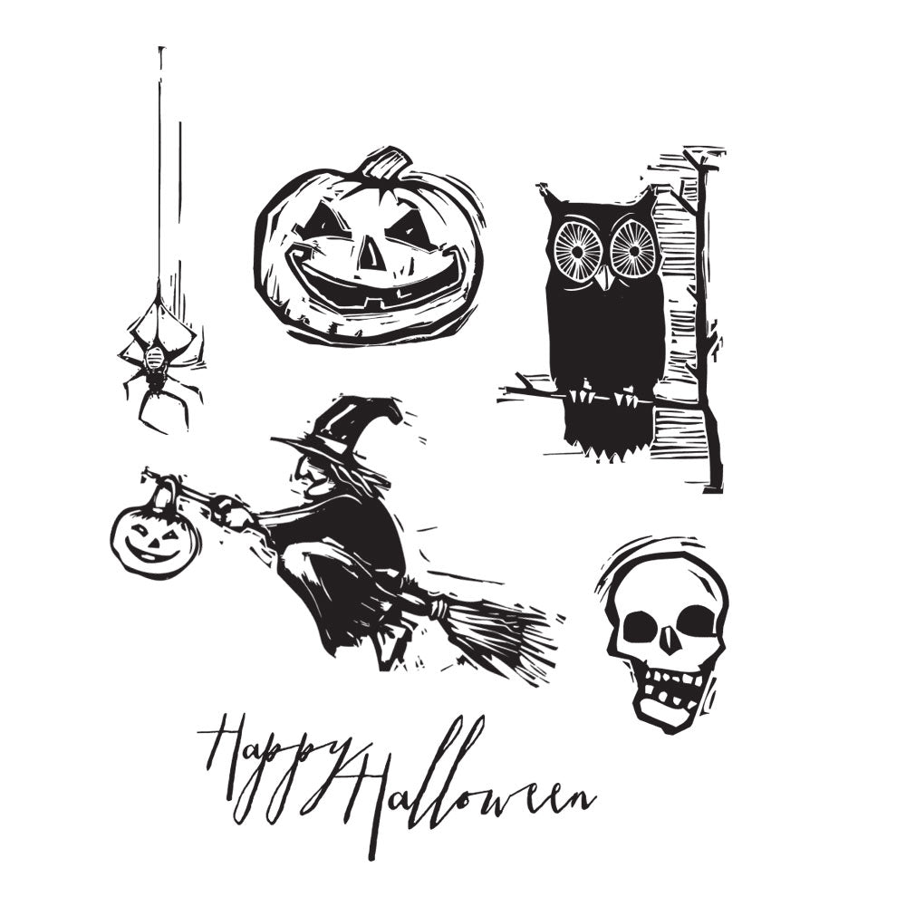 Tim Holtz Cling Rubber Stamps CARVED HALLOWEEN CMS197