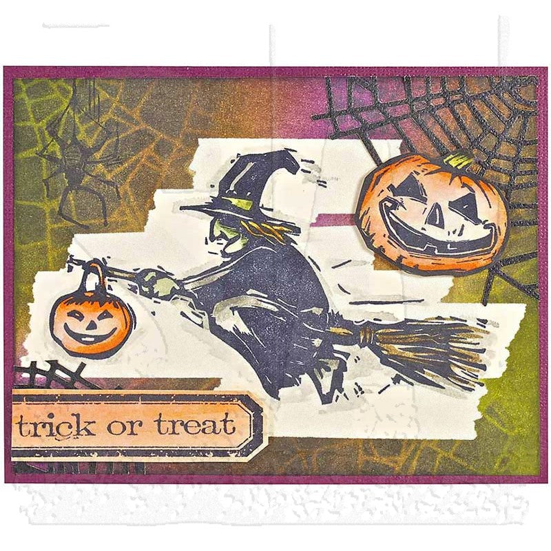 Tim Holtz Cling Rubber Stamps CARVED HALLOWEEN CMS197 witch
