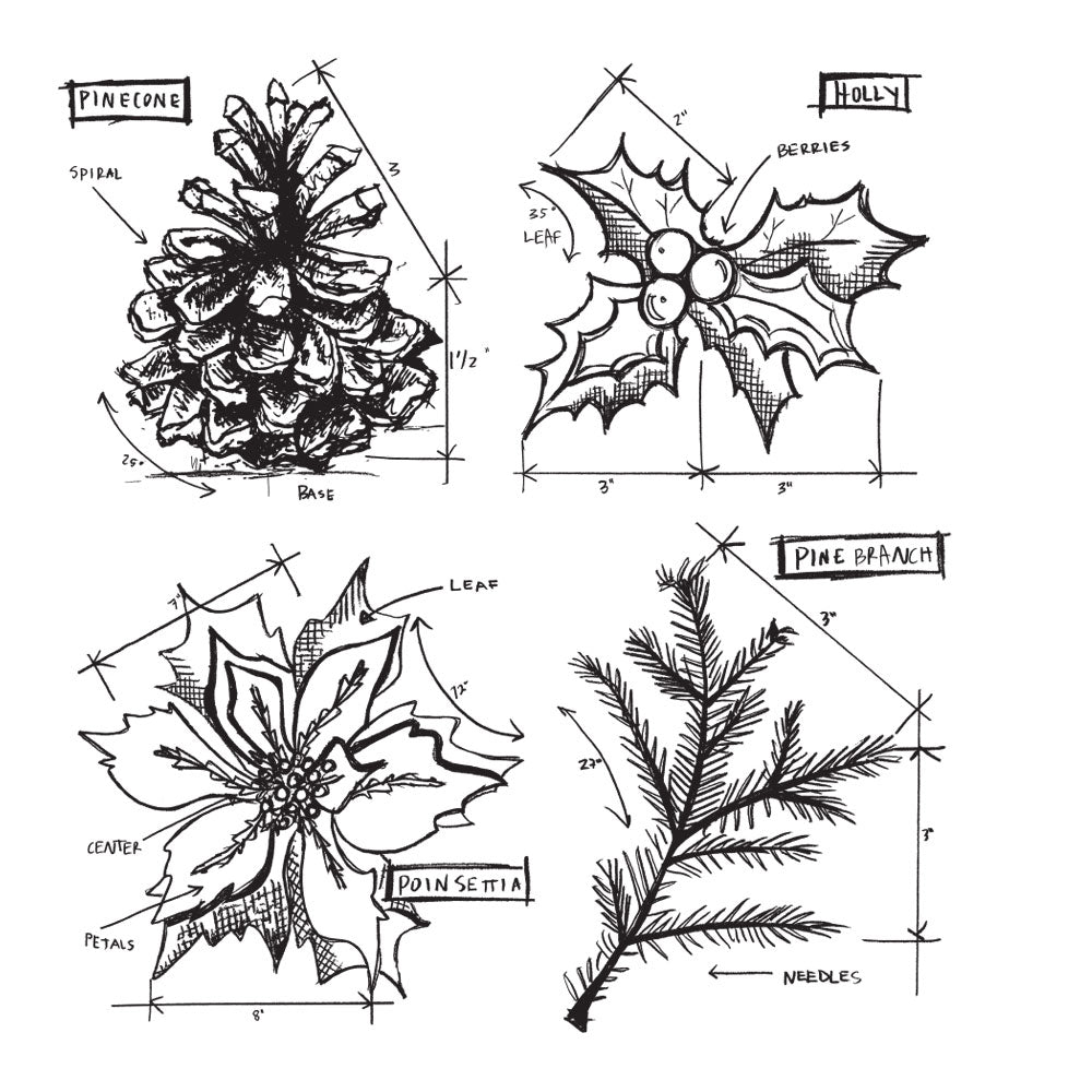 Tim Holtz Cling Rubber Stamps CHRISTMAS BLUEPRINTS 4 CMS201