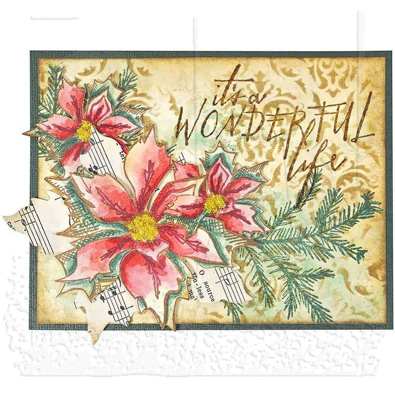 Tim Holtz Cling Rubber Stamps CHRISTMAS BLUEPRINTS 4 CMS201 poinsettia