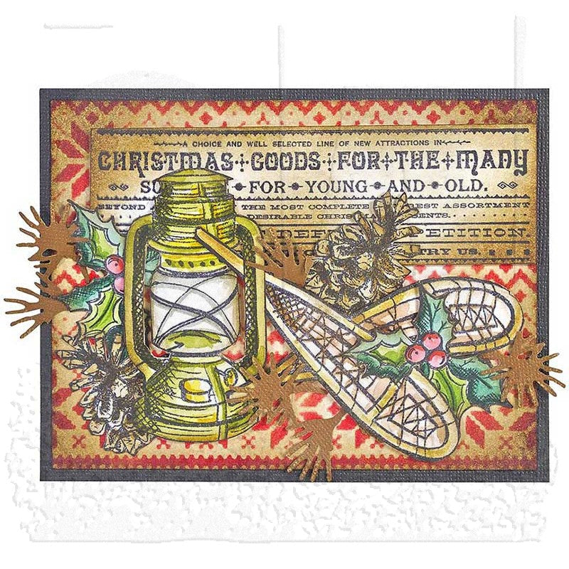 Tim Holtz Cling Rubber Stamps CHRISTMAS BLUEPRINTS 5 CMS202 lantern