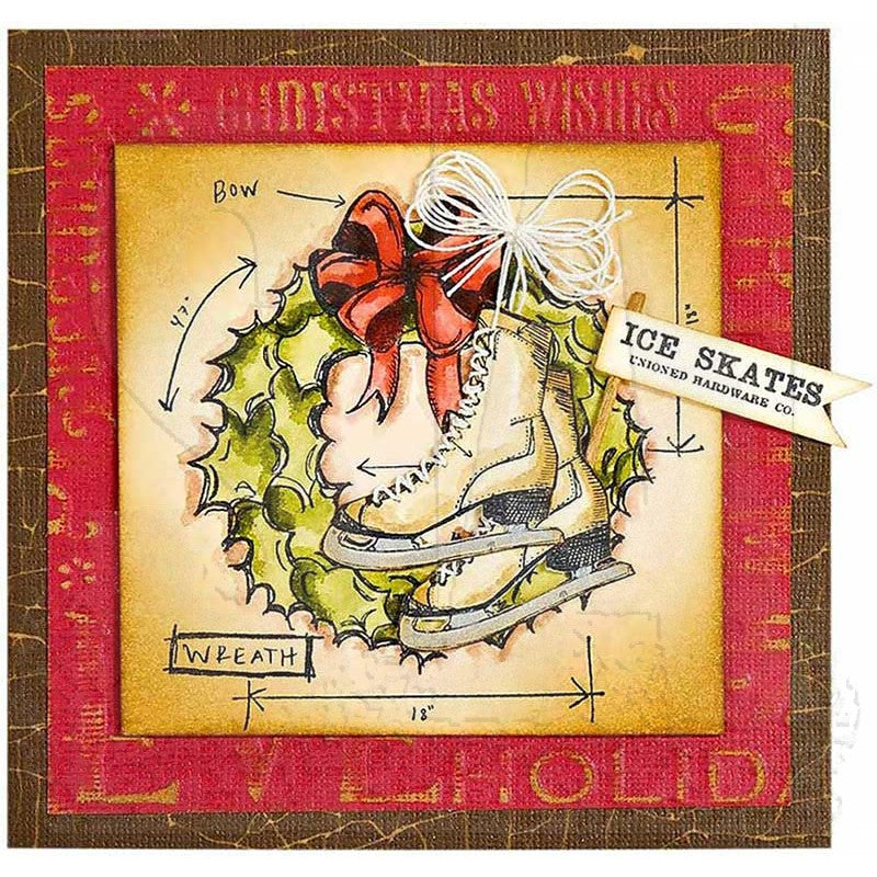 Tim Holtz Cling Rubber Stamps CHRISTMAS BLUEPRINT 2 CMS168 wreath