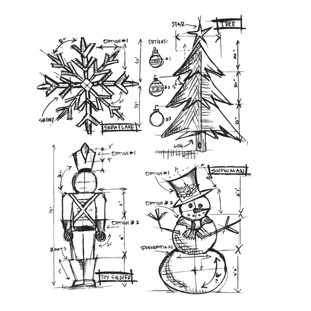 Tim Holtz Cling Rubber Stamps CHRISTMAS BLUEPRINT CMS135
