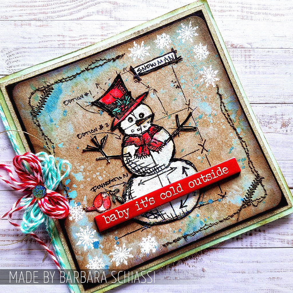 Tim Holtz Cling Rubber Stamps CHRISTMAS BLUEPRINT CMS135 snowman