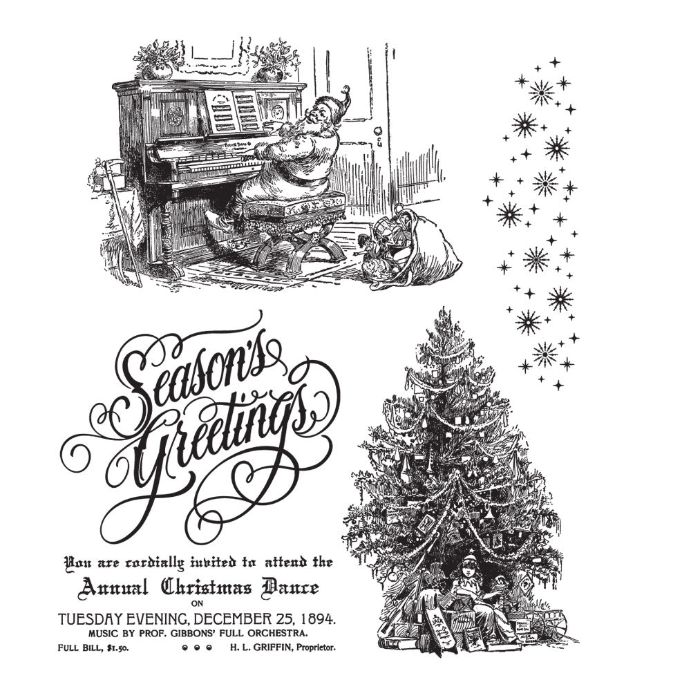 Tim Holtz Cling Rubber Stamps CHRISTMAS MAGIC CMS247