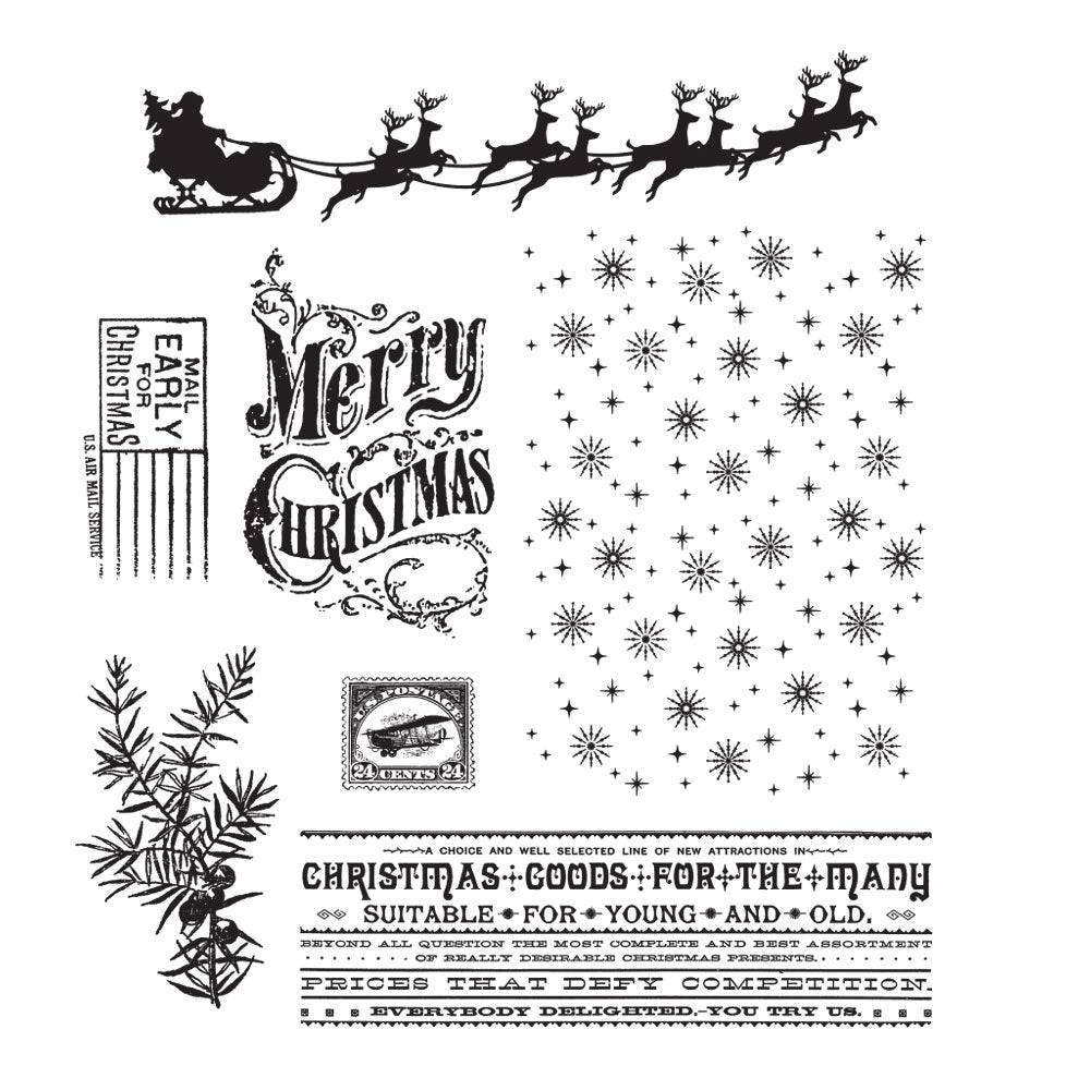 Tim Holtz Cling Rubber Stamps CHRISTMAS NOSTALGIA CMS207