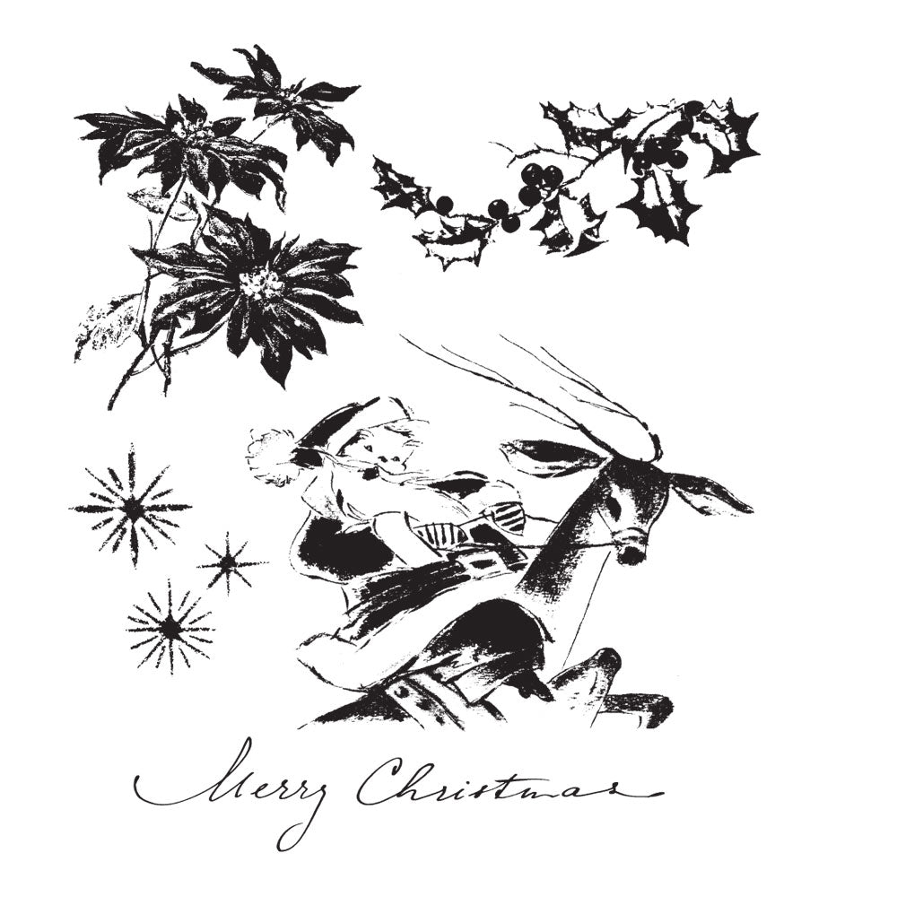 Tim Holtz Cling Rubber Stamps CHRISTMAS TIME CMS141