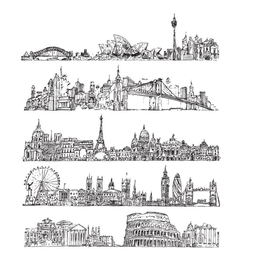 Tim Holtz Cling Rubber Stamps CITYSCAPES CMS224