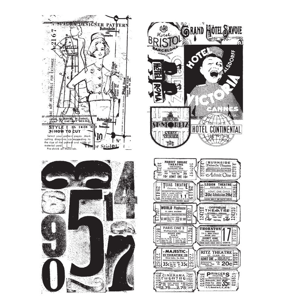 Tim Holtz Cling Rubber Stamps CLASSIC COLLAGES CMS041